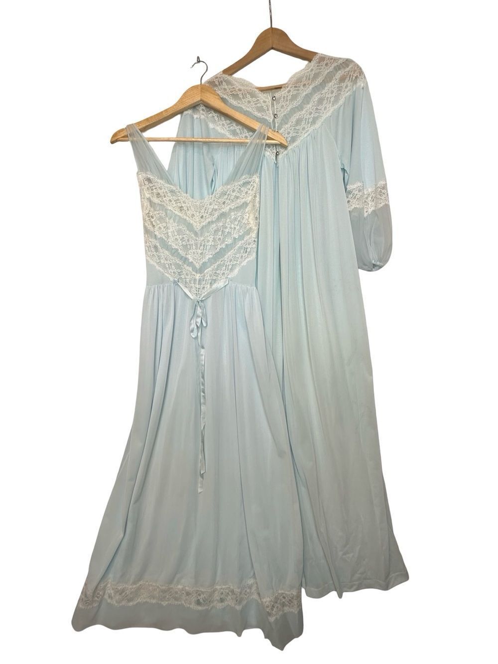 LUXITE by KAYSER Vintage Pale Blue Peignoir Set Size 34